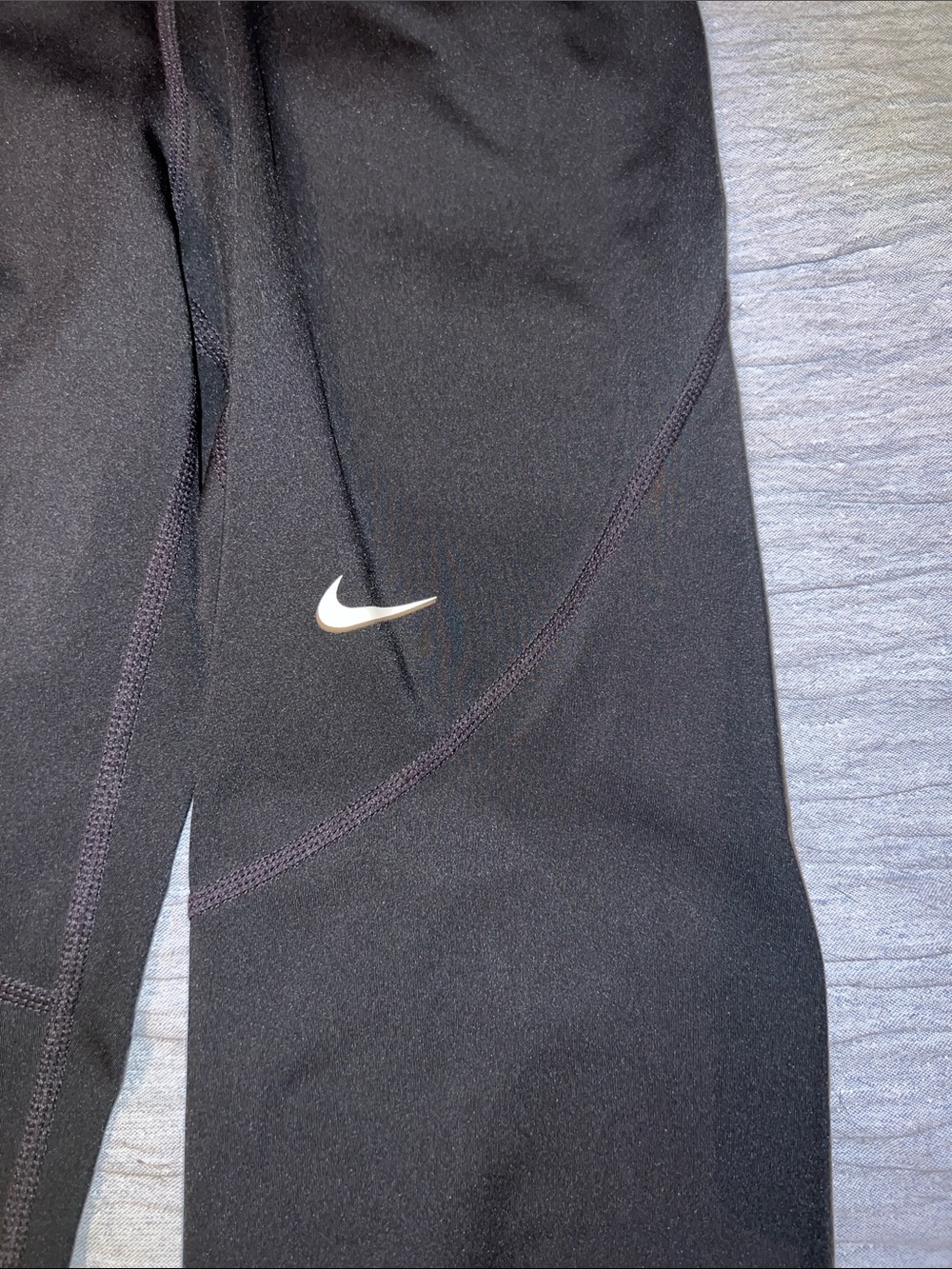 Nike Black Capri Leggings with White Swoosh and NIKE PRO Waistband - Picture 2 of 6